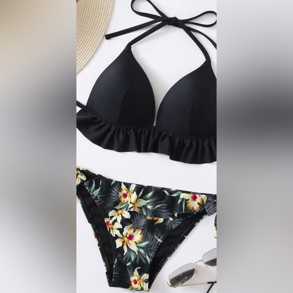 NEW Tropical Ruffle Tie Back Bikini